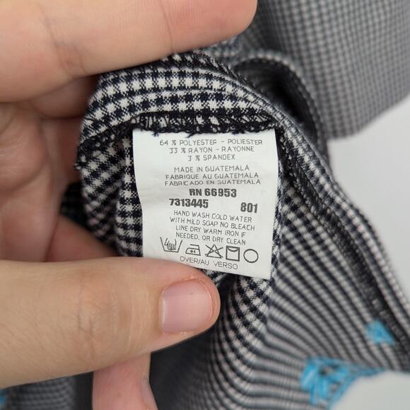 90s Gingham Button Down Short Sleeve Shirt Embroidered Collared Women's Medium - Picture 3 of 4